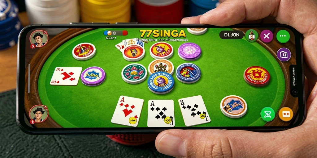 Tampilan utama gameplay Gaple yang seru dan menantang di 77SINGA.