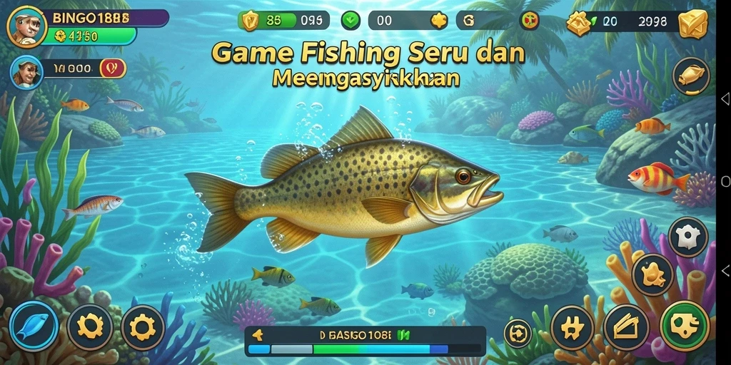 Tampilan utama dari gameplay BINGO188 yang menampilkan serunya memancing.