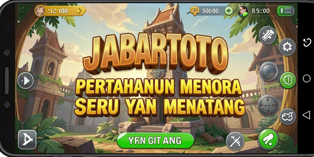 Screenshot gameplay JABARTOTO menampilkan aksi menara pertahanan yang mendebarkan.
