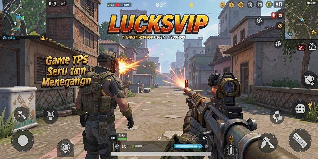 Screenshot LUCKSVIP menampilkan aksi pertempuran yang mendebarkan dalam gameplay TPS.