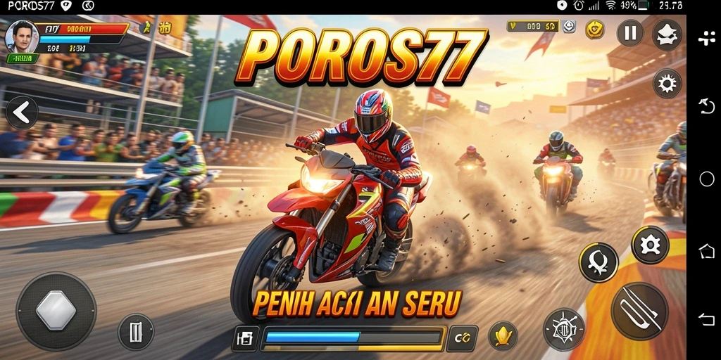 Gameplay seru dalam balapan motor di POROS77.