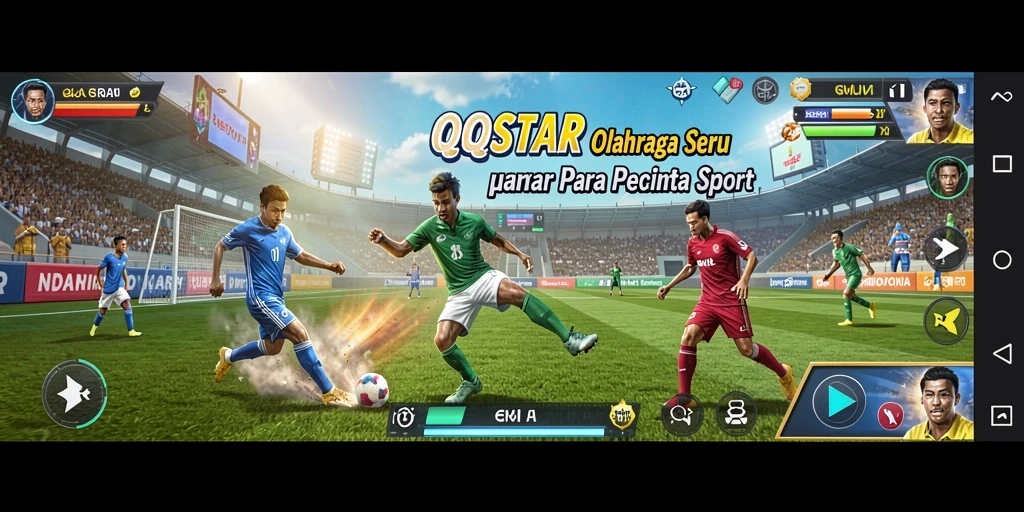 Screenshot gameplay QQSTAR menampilkan aksi olahraga yang mendebarkan.