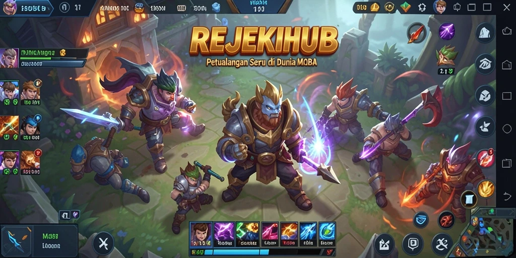 Tampilan gameplay seru dalam pertarungan MOBA.