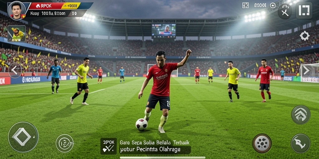 Tampilan gameplay nyata dalam pertandingan sepak bola RPOK.