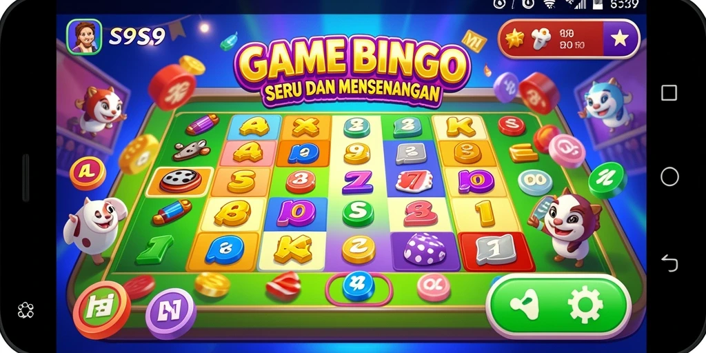 Tampilan gameplay seru dalam S9S9 dengan kartu Bingo yang menarik.