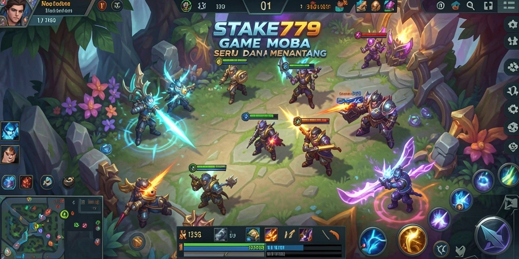 Tangkapan layar menunjukkan aksi epik dalam gameplay MOBA.